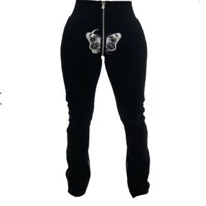Tordrobes Black Butterfly Embroidered Women's Pants